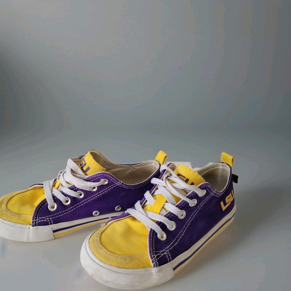 LSU Tigers Skicks Unisex Sneaker Shoes Purple Yellow Low Top Lace Up Youth 1M